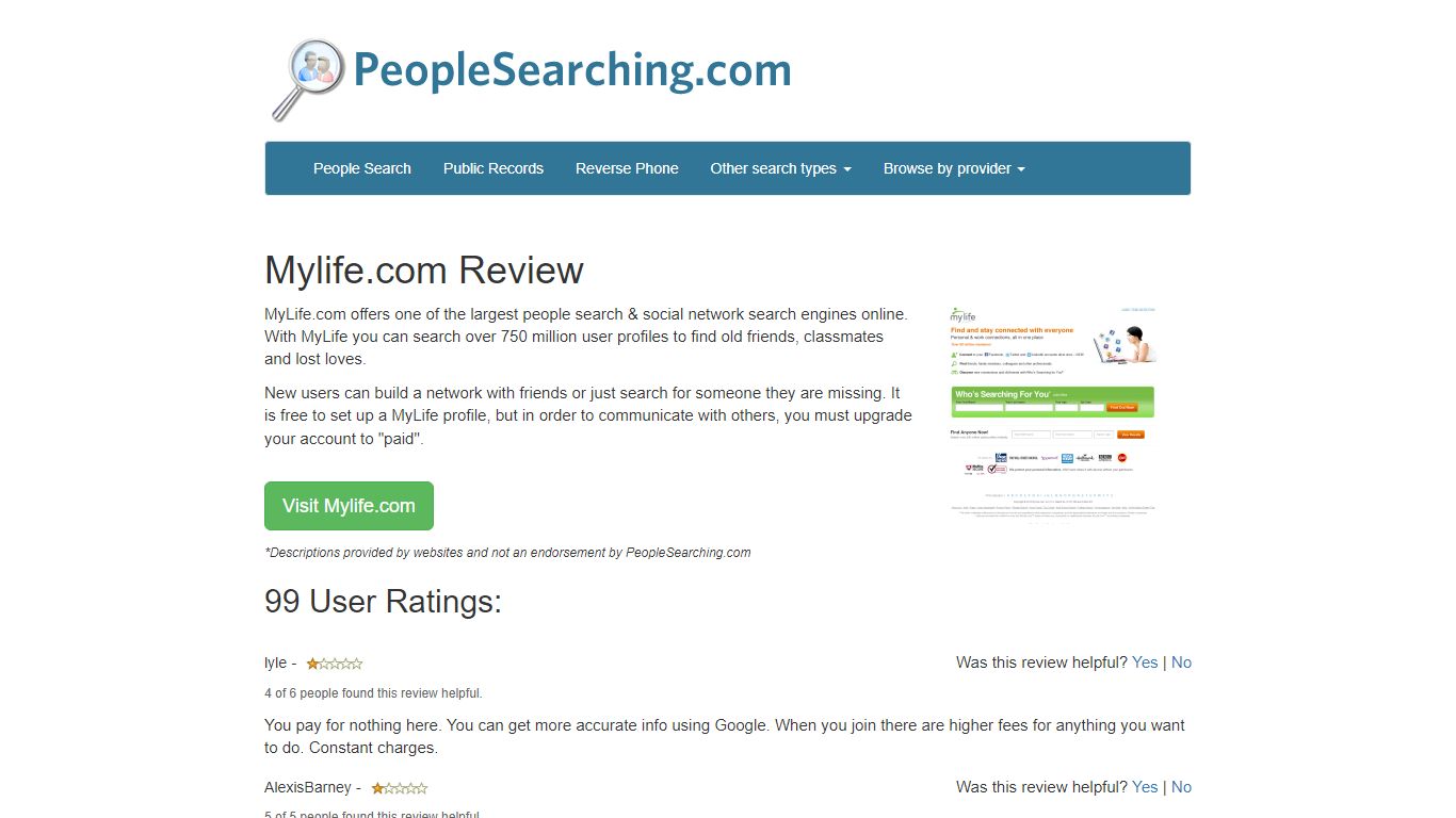 Mylife.com Reviews | Compare People Search Sources